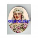 VINTAGE BRIDE IRIS LILY UNSET PORCELAIN CAMEO CABOCHON