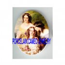 3 VICTORIAN SISTERS FRIENDS IN THE GARDEN * UNSET CAMEO PORCELAIN CABOCHON