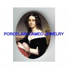 VICTORIAN LADY IN BLACK DRESS* UNSET CAMEO PORCELAIN CABOCHON