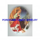 ANGEL LION AND LAMB* UNSET CAMEO PORCELAIN CABOCHON