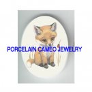 BABY RED FOX WITH LADY BUG UNSET CAMEO PORCELAIN CABO