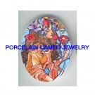ART NOUVEAU IRIS LILY LADY UNSET PORCELAIN CAMEO CABO