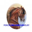 BROWN ARABIAN HORSE UNSET CAMEO PORCELAIN CABO 18X25MM