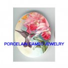 HUMMINGBIRD W/ ORCHID FLOWER UNSET CAMEO PORCELAIN CABO