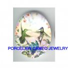 4 HUMMINGBIRD BIRD FAMILY* UNSET CAMEO PORCELAIN CABOCHON