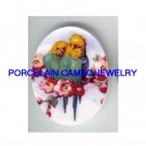 2 CUDDLING PARAKEET BUDGERIGAR BIRD PORCELAIN CAMEO