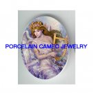 PURPLE ANGEL PLAYING HARP UNSET CAMEO PORCELAIN CABO