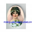 VINTAGE BRIDE WITH ROSE UNSET CAMEO PORCELAIN CABOCHON