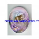 PURPLE SLEEP ANGEL IRIS UNSET CAMEO PORCELAIN CABOCHON
