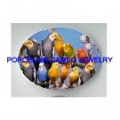 COCKATOO PARAKEET BUDGERIGAR BIRD COLLAGE CHERRY BLOSSOMS * UNSET CAMEO PORCELAIN CABOCHON