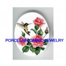 HUMMINGBIRD WITH PINK ROSE CAMEO PORCELAIN CAMEO CABO
