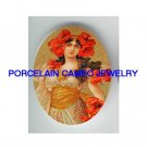 ART NOUVEAU POPPY LADY UNSET CAMEO PORCELAIN CABOCHON