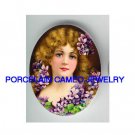 VICTORIAN LADY VIOLET UNSET CAMEO PORCELAIN CABOCHON