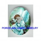 ALPHONSE MUCHA BLUE SLEEPING ANGEL  * UNSET CAMEO PORCELAIN CABOCHON