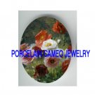 COLORFUL POPPY POPPIES FLOWER * UNSET CAMEO PORCELAIN CABOCHON
