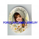 VICTORIAN DAISY GIRL KISSING ROBIN BIRD CAMEO PORCELAIN