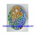 PURPLE PEACOCK WITH DOGWOOD UNSET CAMEO PORCELAIN CABO