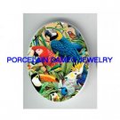 2 MACAW PARROT COCKATOO BIRD COLLAGE CAMEO PORCELAIN