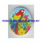 MACAW PARROT BIRD HIBISCUS UNSET PORCELAIN CAMEO CABO