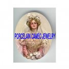 VINTAGE BRIDE WITH ROSE* UNSET CAMEO PORCELAIN CABOCHON