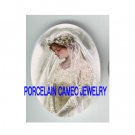 VINTAGE BRIDE IN PRAYING UNSET CAMEO PORCELAIN CABOCHON