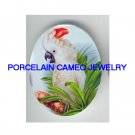 SMILING COCKATOO BIRD UNSET CAMEO PORCELAIN CABOCHON