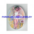 LITTLE GIRL KID BALLERINA ROSE * UNSET CAMEO PORCELAIN CABOCHON