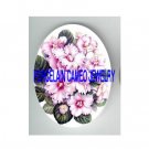 PINK AFRICAN VIOLET FLOWER * UNSET CAMEO PORCELAIN CABOCHON