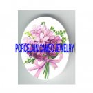 PINK VICTORIAN VIOLET FLOWER  * UNSET CAMEO PORCELAIN CABOCHON