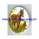 MARE CUDDLING FOAL HORSE UNSET CAMEO PORCELAIN CABO