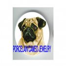 CUTE SWEET PUG DOG * UNSET CAMEO PORCELAIN CABOCHON