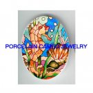 SEA HORSE BUBBLE SEASHELL * UNSET CAMEO PORCELAIN CABOCHON