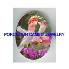 MOLUCCAN COCKATOO BIRD COLLAGE ORCHID PORCELAIN CAMEO
