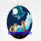 ANGEL SHELTIE SHEEPDOG MOON CAMEO PORCELAIN NECKLACE