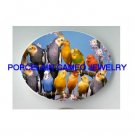 COCKATOO PARAKEET BUDGERIGAR BIRD COLLAGE CHERRY BLOSSOMS * UNSET CAMEO PORCELAIN CABOCHON 18x25mm