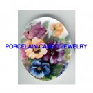 COLORFUL SPRING PANSY * UNSET CAMEO PORCELAIN CABOCHON