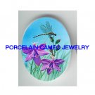 DRAGONFLY WITH PURPLE FLOWER UNSET CAMEO PORCELAIN