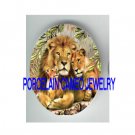 3 LION FAMILY BABY CUB * UNSET CAMEO PORCELAIN CABOCHON