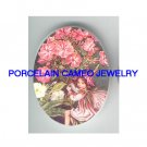 PHLOX FLOWER BUTTERFLY FAIRY * UNSET CAMEO PORCELAIN CABOCHON