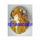 ALPHONSE MUCHA BLONDE LADY * UNSET CAMEO PORCELAIN CABOCHON