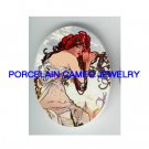ALPHONSE MUCHA POPPY FLOWER LADY * UNSET CAMEO PORCELAIN CABOCHON