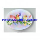 4 BABY PARROT BIRD COLLAGE BUTTERFLY* UNSET CAMEO PORCELAIN CABOCHON