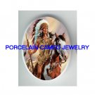 INDIAN CHIEF APPALOOSA HORSE * UNSET CAMEO PORCELAIN CABOCHON