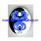 2 BLUE DRAGON YIN AND YANG* UNSET CAMEO PORCELAIN CABOCHON