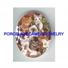 * 7 KITTY CAT COLLAGE DAFFODIL FLOWER* UNSET CAMEO PORCELAIN CABOCHON
