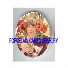 ALPHONSE MUCHA POPPY LADY * UNSET CAMEO PORCELAIN CABOCHON
