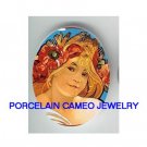 ALPHONSE MUCHA POPPY LADY * UNSET CAMEO PORCELAIN CABOCHON