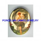 GREEK LUNA MOON GODDESS FAIRY POPPY FLOWER* UNSET CAMEO PORCELAIN CABOCHON