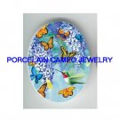 HUMMINGBIRD WITH BUTTERFLY * UNSET CAMEO PORCELAIN CABOCHON