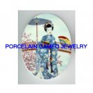 JAPANESE GEISHA UMBRELLA  CHERRY CAMEO PORCELAIN CABOCHON